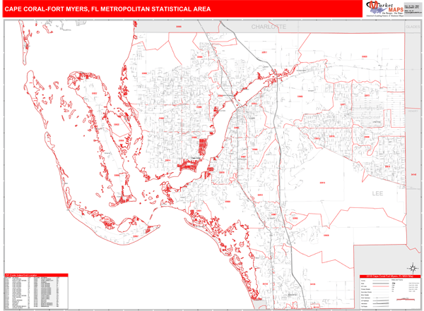 Cape Coral - Fort Myers MSA FL Red Line Style